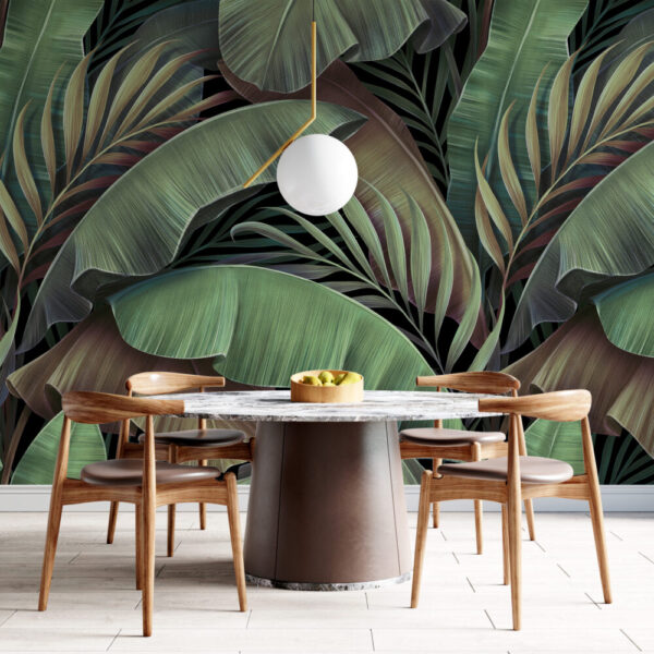 Custom Banana and Tropical leaves Wallpaper Mural For Living Room  Paper  Plane Design
