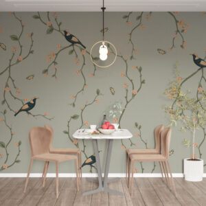 Chinoiserie Home Wall Mural Birds and Butterflies