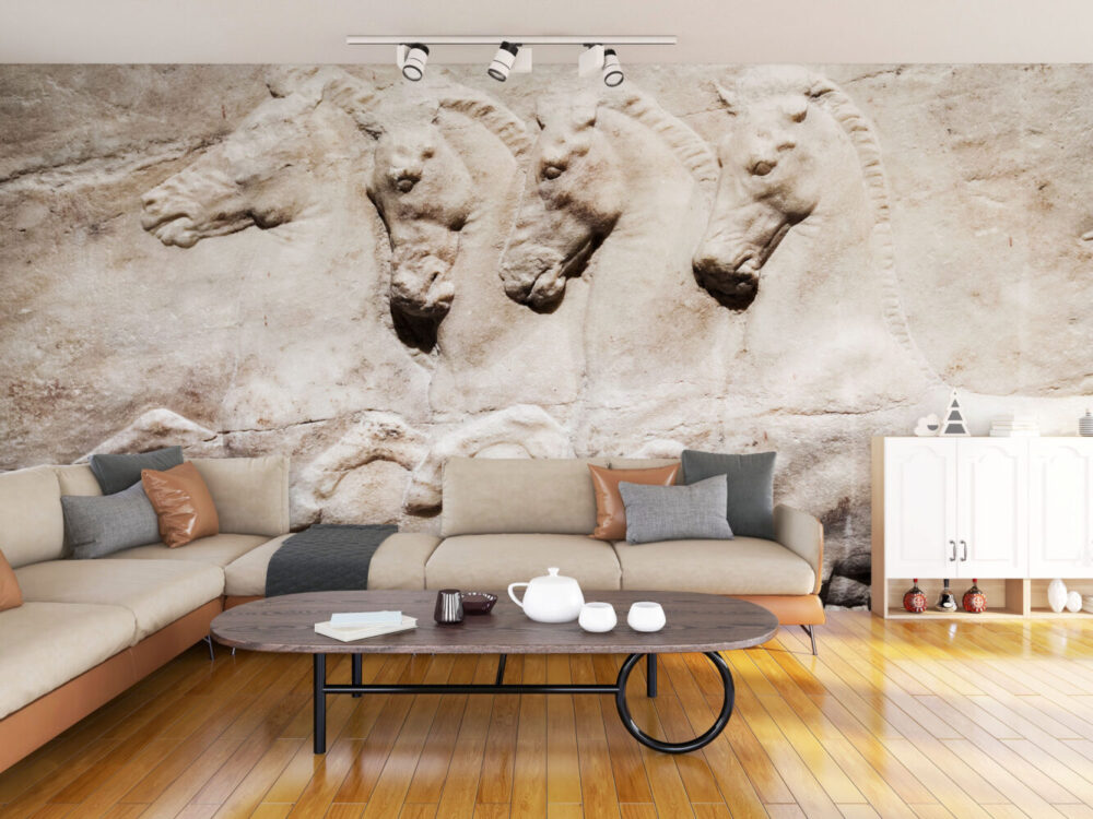Stone Carved Horses Wallpaper, Exclusive Wall Murals - Muros Wallpapers