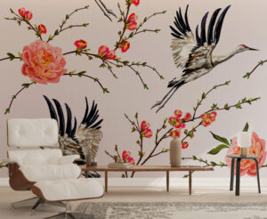 Floral Wallpaper, Bird Mural