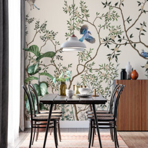 Roses and Birds Wall Mural
