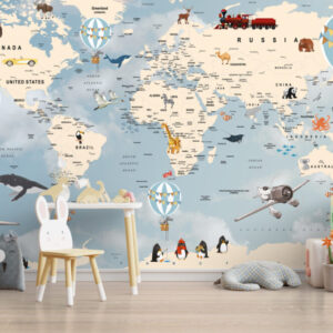 World Map Wallpaper for Kids Childeren Room