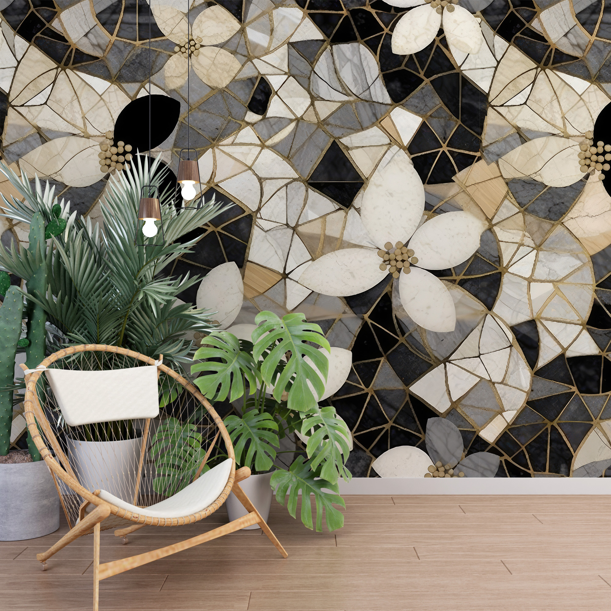 KEK Amsterdam Marble mosaic wallpaper green - LIVING AND CO.